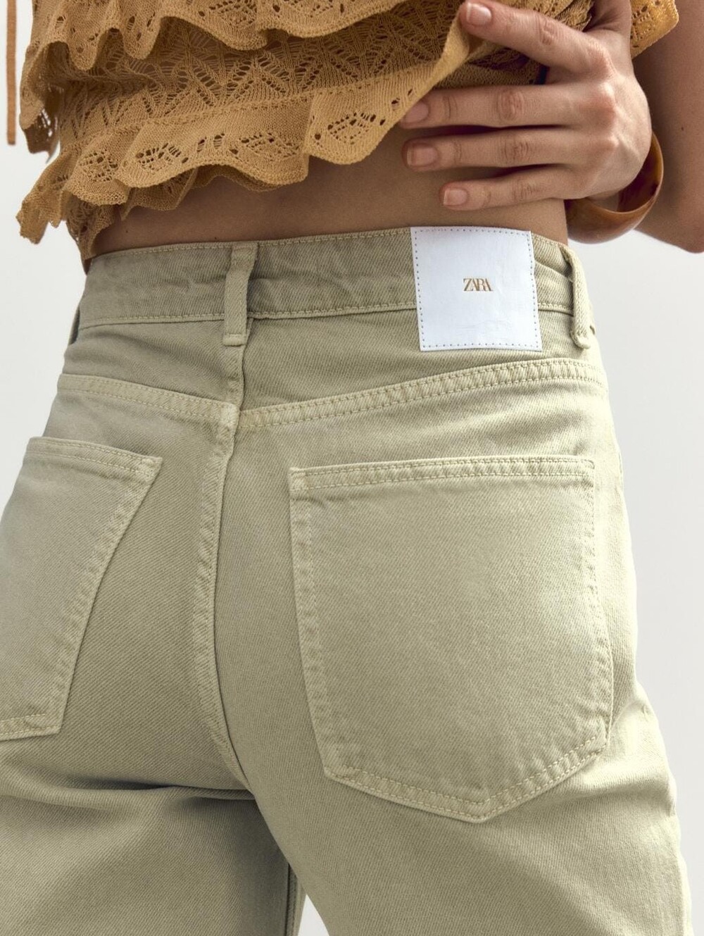 Zara High-Waist Straight-Leg Jeans With A Raw Hem